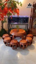 Bộ Đôn Trống 7 Món Gỗ Hương Đá - Bàn Cao 62 Mặt Bàn Rộng 76  - Ghế Cao 35 - Đường Kính Mặt Ghế Rộng 28  (cm)