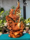 Tượng Gia Đình Gà Gỗ Hương Cao 98 Ngang 50 Sâu 38 (cm)
