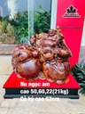 Tượng Phật Di Lặc Nhị Phúc Gỗ Nu Ngọc Am Cao 50 - Cả Kỷ Cao 62 Ngang 60 Sâu 22 (cm) 21kg