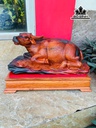 Tượng Trâu Gỗ Trắc Cao 18 Ngang 42 Sâu 21 (cm) 7kg - Cả Kỷ Cao 26