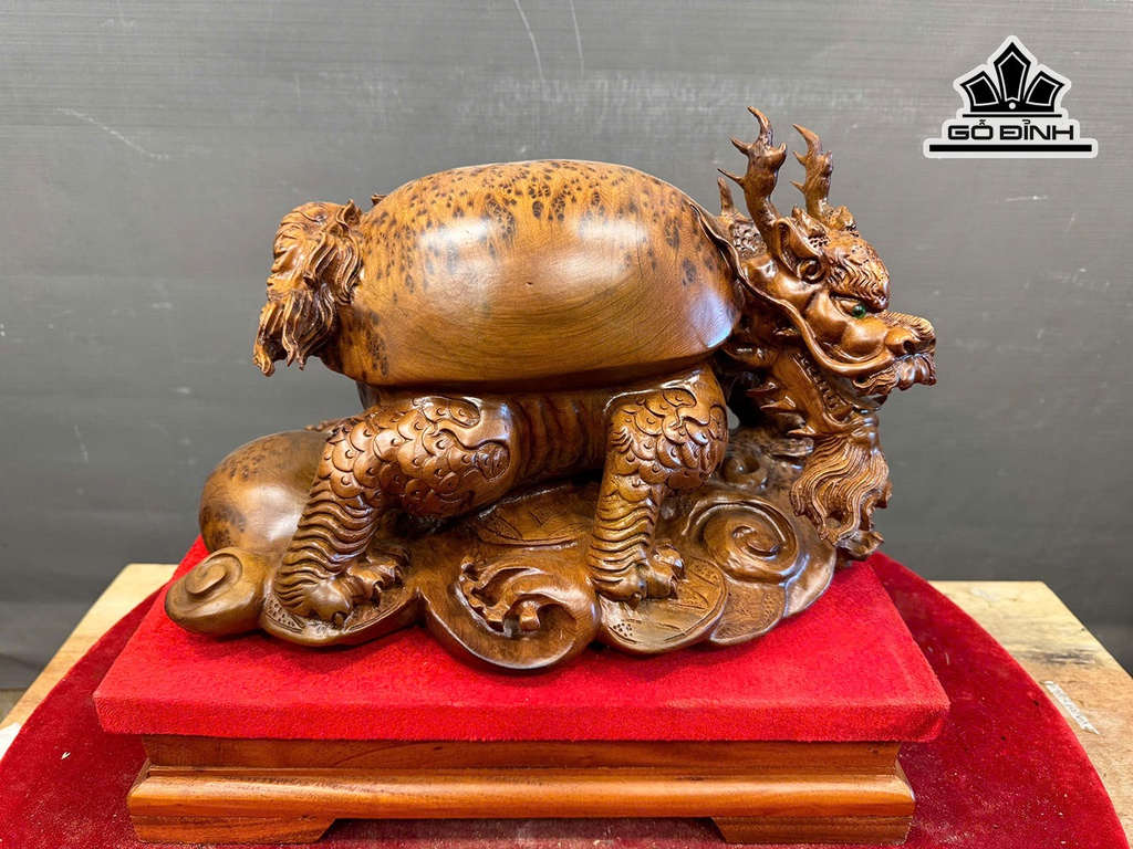 Tượng Long Quy Gỗ Nu Ngọc Am Cao 23 Ngang 34  Sâu 22 (cm)
