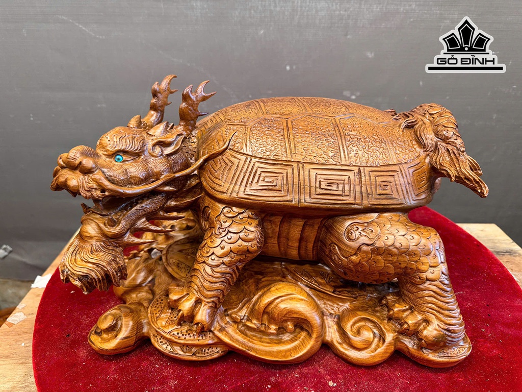 Tượng Long Quy Gỗ Nu Ngọc Am Cao 24 Ngang 40 Sâu 31 (cm) 9,3kg