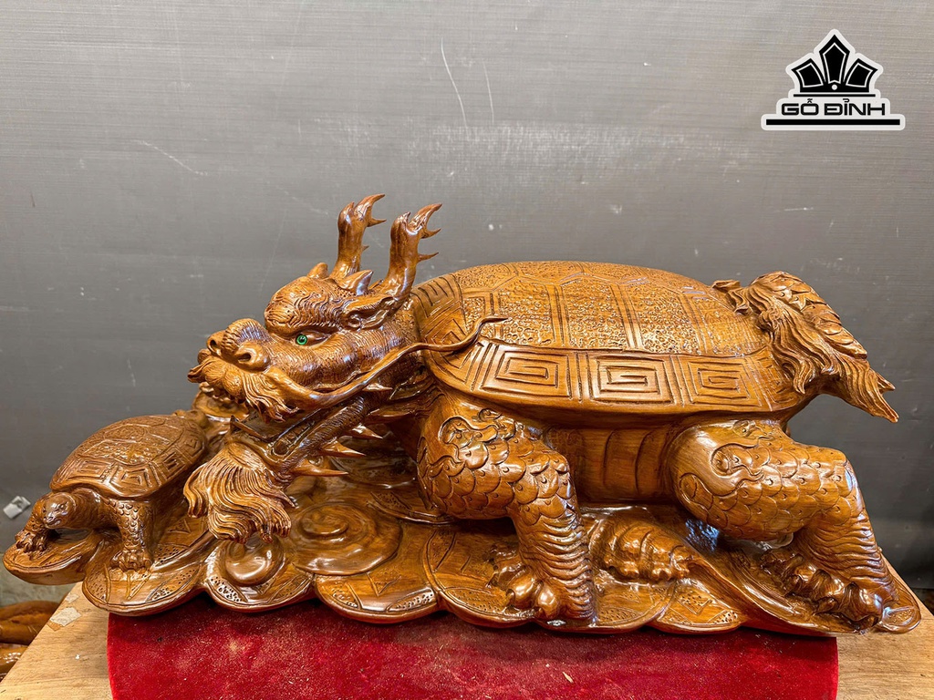 Tượng Long Quy Gỗ Nu Ngọc Am Cao 29 Ngang 65 Sâu 35 (cm) 16kg