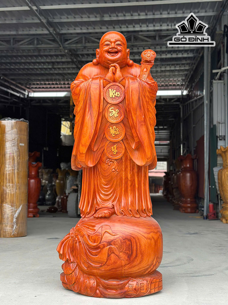 Tượng Phật Di Lặc Chúc Phúc Gỗ Hương Cao 190 Ngang 78 Sâu 60 (cm)