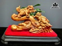 Tượng Song Nghê Gỗ Hương Cao 32 Ngang 52 Sâu 20 (cm)