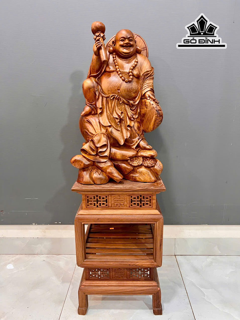 Tượng Phật Di Lặc Gỗ Hương Cao 65 Ngang 40 Sâu 26 (cm)