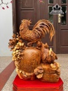 Tượng Gia Đình Gà Gỗ Nu Ngọc Am Cao 51 Ngang 43 Sâu 20 (cm) - Cả Kỷ Cao 61