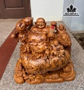Tượng Phật Di Lặc Ngồi Bao Tiền Gỗ Nu Ngọc Am Cao 38 Ngang 35,5 Sâu 21 (cm)