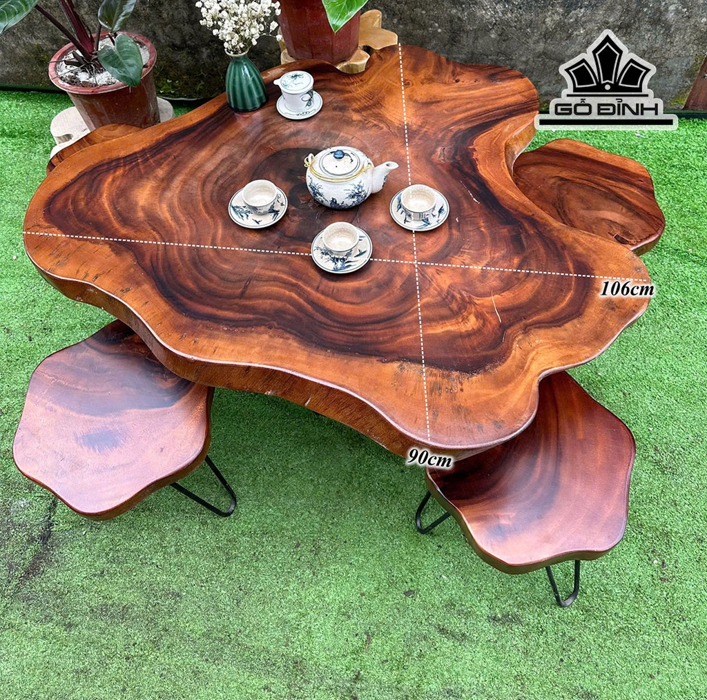 Mặt Bàn Gỗ Me Tây Kích Thước 106x90x5 (cm) - Mã L81