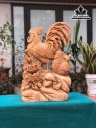 Tượng Gia Đình Gà Gỗ Ngọc Am Cao 69 Ngang 45 Sâu 23 (cm)