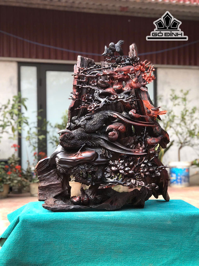 Tượng Phu Thê Viên Mãn Gỗ Trắc Cao 83 Ngang 65 Sâu 39 (cm)