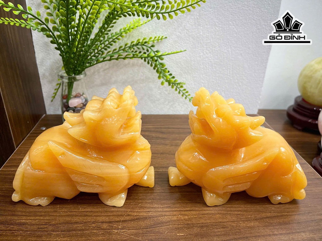 Cặp Tỳ Hưu Đá Ngọc Hoàng Long Cao 15 Ngang 12,5 (cm) 2,6kg-1 Đôi