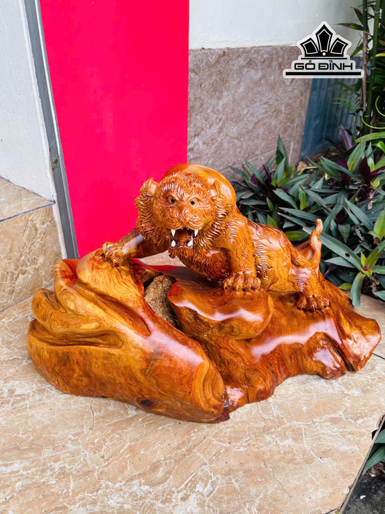 Tượng Hổ Phong Thủy Gỗ Hương Cao 32 Ngang 58 Sâu 30 (cm) -15kg