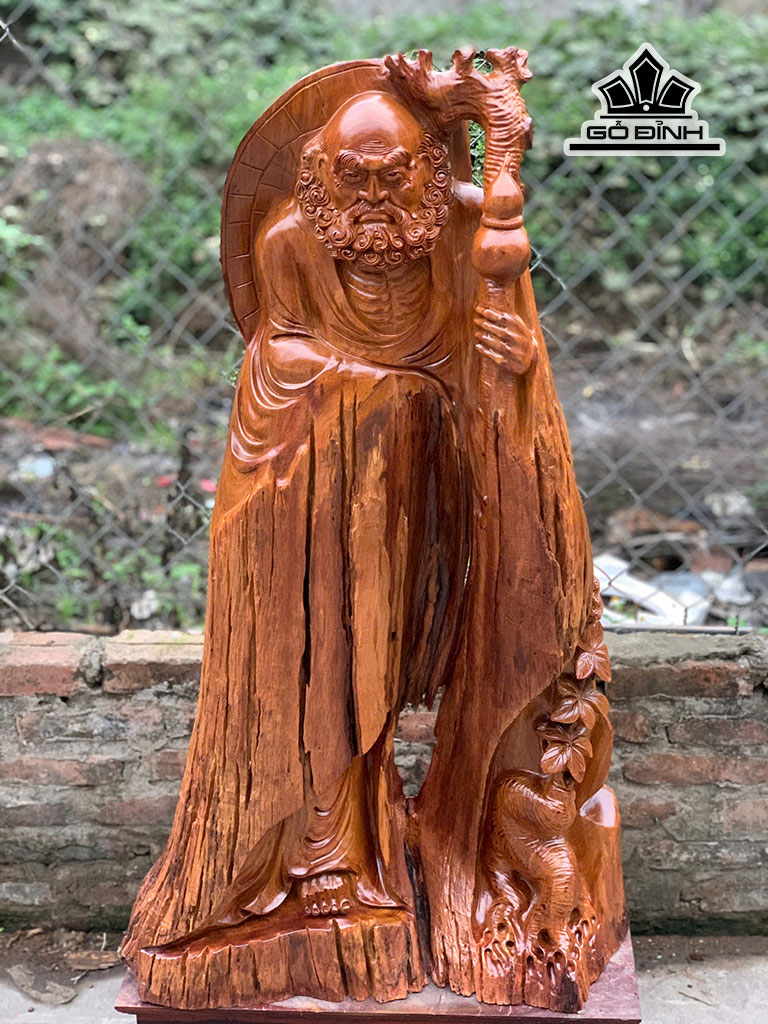 Tượng Đạt Ma Sư Tổ Gỗ Hương Cao 109 Ngang 60 Sâu 22 (cm)