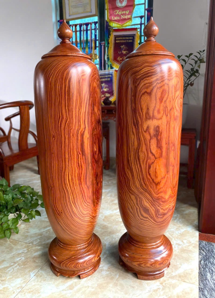 Cặp Chum Phú Quý Gỗ Cẩm Cao 125 Đường Kính 32 (cm)