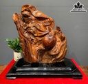 Tượng Đạt Ma Bay Gỗ Pơ Mu Cao Cả Kỷ 63 Ngang 60 Sâu 30 (cm) - Kỷ Cao 8 (cm)