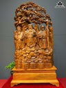 Tượng Phúc Lộc Thọ (Tam Đa) Gỗ Ngọc Am Cao Cả Kỷ 108 Ngang 58 Sâu 30 (cm) - Kỷ Cao 20 (cm)
