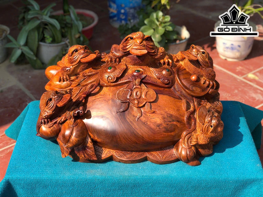 Tượng Ngũ Cóc Trấn Bình Gỗ Hương Cao 43 Ngang 63 Sâu 38 (cm)