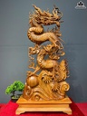 Tượng Rồng ( Nhất Long) Gỗ Ngọc Am Cao Cả Kỷ 108 Ngang 48 Sâu 18 (cm) - Kỷ Cao 11 (cm)
