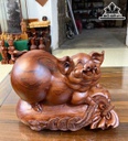 Tượng Heo Gỗ Hương Cao 25 Ngang 36 Sâu 20 (cm)