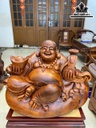 Tượng Phật Di Lặc Ngồi Bao Tiền Gỗ Hương Cao 49 Ngang 62 Sâu 35 (cm)