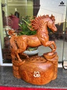 Tượng Ngựa Phong Thủy (Nhất Mã Thong Dong) Gỗ Hương Cao 48 Ngang 40 Sâu 18 (cm)