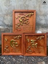 Tranh Phúc Lộc Thọ Gỗ Hương Đá Kích Thước 61x61x4 (cm)