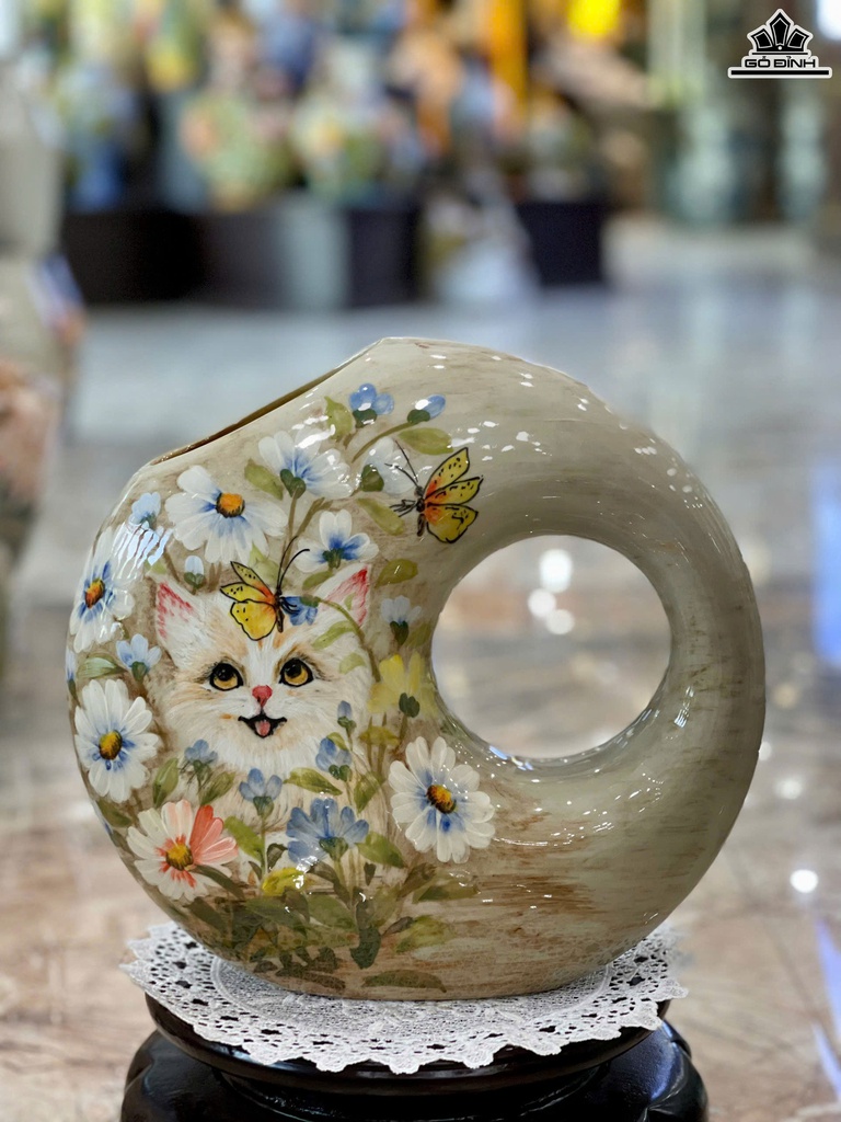 Bình Khuyên Gốm Bát Tràng Cao 27 ( cm)