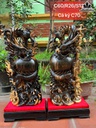 Cặp Rồng ( Nhất Long) Trấn Chum Gỗ Mun Hoa Cao Cả Kỷ 70 Ngang 26 Sâu 12 (cm) - Kỷ Cao 10 (cm)