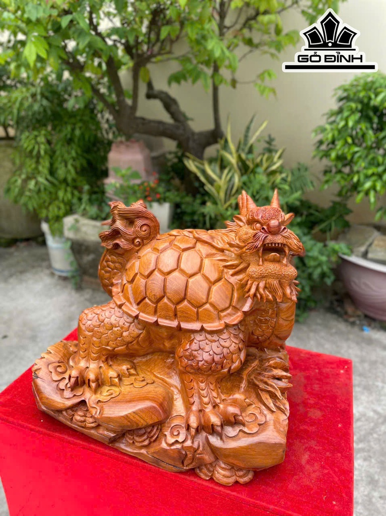 Tượng Long Quy Gỗ Hương Cao 37 Ngang 43 Sâu 38 (cm)