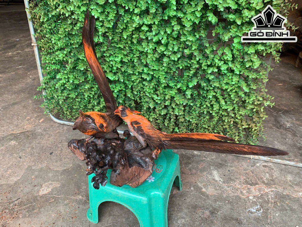 Tượng Phu Thê Viên Mãn Gỗ Trắc Cao 32 Ngang 68 Sâu 20 (cm)