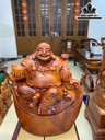 Tượng Phật Di Lặc Ngồi Bát Vàng Gỗ Hương Cao 68 Ngang 60 Sâu 35 (cm)