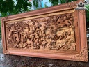 Tranh Vinh Quy Bái Tổ Gỗ Hương Đá Kích Thước 107x217x8 (cm)