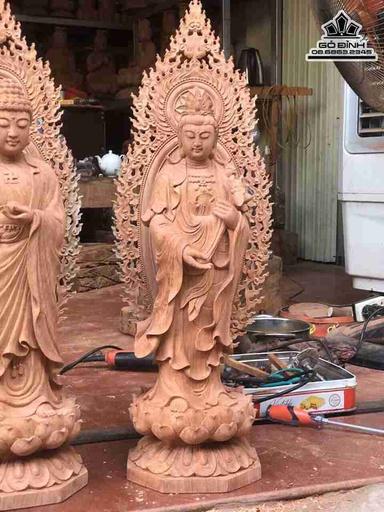 Tượng Đại Thế Chí Bồ Tát Gỗ Hương  Cao 60 Ngang 20 Sâu 20 (cm)