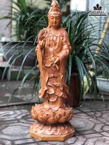 Tượng Phật Bà Quan Âm Gỗ Hương  Cao 60 Ngang 20 Sâu 20 (cm)