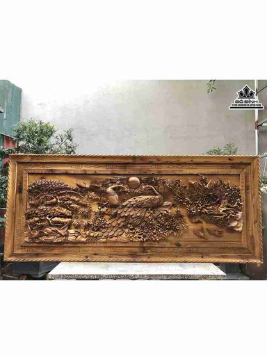 Tranh Phu Thê Viên Mãn Gỗ Bách Xanh  Cao 68 Ngang 204 Dày 9 (cm)