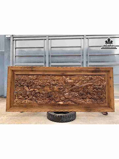 Tranh Phu Thê Viên Mãn Gỗ Bách Xanh  Cao 86 Ngang 204 Dày 8 (cm)