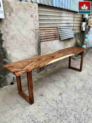 Bàn Làm Việc Gỗ Me Tây Nguyên Khối  Dài 260 Rộng 55 Cao 75 (cm)