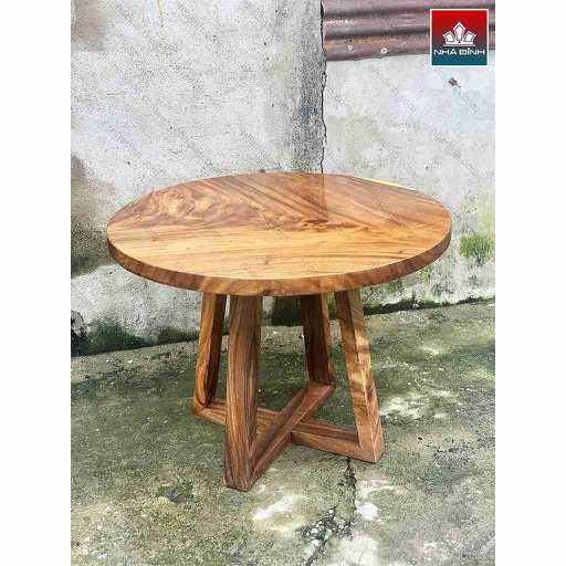 Bàn Tròn Gỗ Me Tây  Cao 75 Đường Kính 100 Mặt Dày 4.5 (cm)