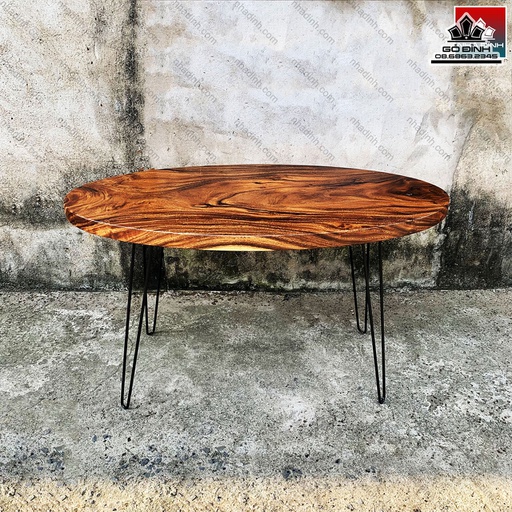 Bàn Làm Việc Hình Oval Gỗ Me Tây Cao 75 Dài 120 Rộng 60 (cm)