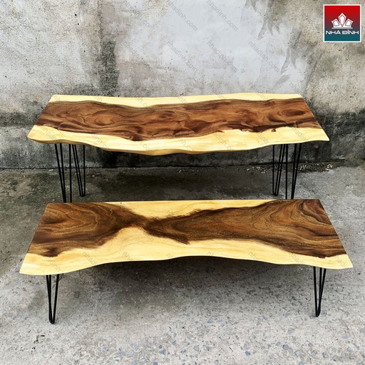 Bộ Bàn Học Gỗ Me Tây Dài 149 Rộng 55-60 Cao 75 (cm)
