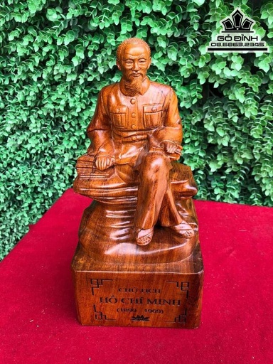 Tượng Bác Hồ Gỗ Hương Cao 27 Ngang 12 Sâu 11 (cm)