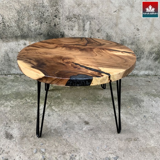 Bàn Tròn Gỗ Me Tây Nguyên Khối Đường Kính 70 Dày 4 Cao 45 (cm)