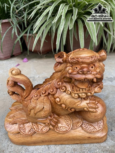 Tượng Kỳ Lân Gỗ Hương Việt cao 20 Ngang 24 Sâu 10 (cm)