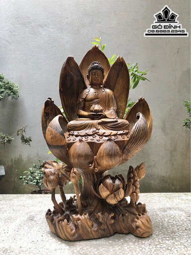 Tượng Phật Adida Gỗ Bách Xanh Cao 66 Ngang 40 Sâu 26 (cm)