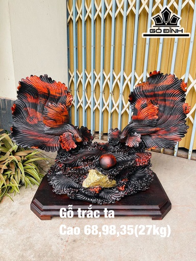 Tượng Cá Xiêm Gỗ Trắc Cao 68 Ngang 98 Sâu 35 (cm)