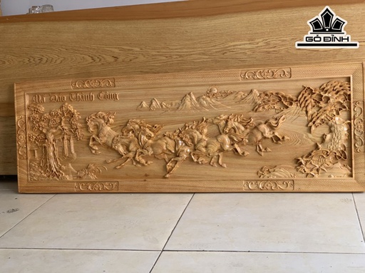 Tranh Mã Đáo Thành Công Gỗ Pơ Mu Cao 40 Ngang 120 Sâu 3 (cm)