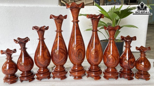 Bộ 9 Bình Gỗ Hương Cao 15-35 Ngang 6-8 (cm)