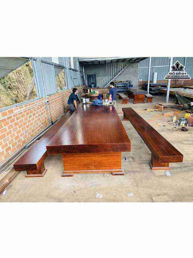 Bộ Bàn Ghế K3 Nguyên Tấm Gỗ Cẩm  Dài 4m51 (cm)