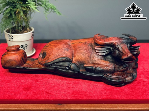 Tượng Trâu Gỗ Trắc Cao 12 Ngang 42 Sâu 18 (cm)